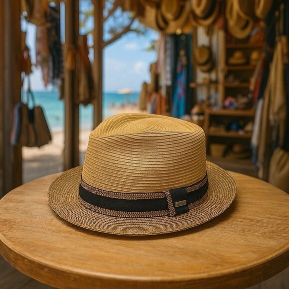 Conner Handmade Hats Madeira Coastal Straw Fedora Hidden Pocket Men’s M - Picture 1 of 11